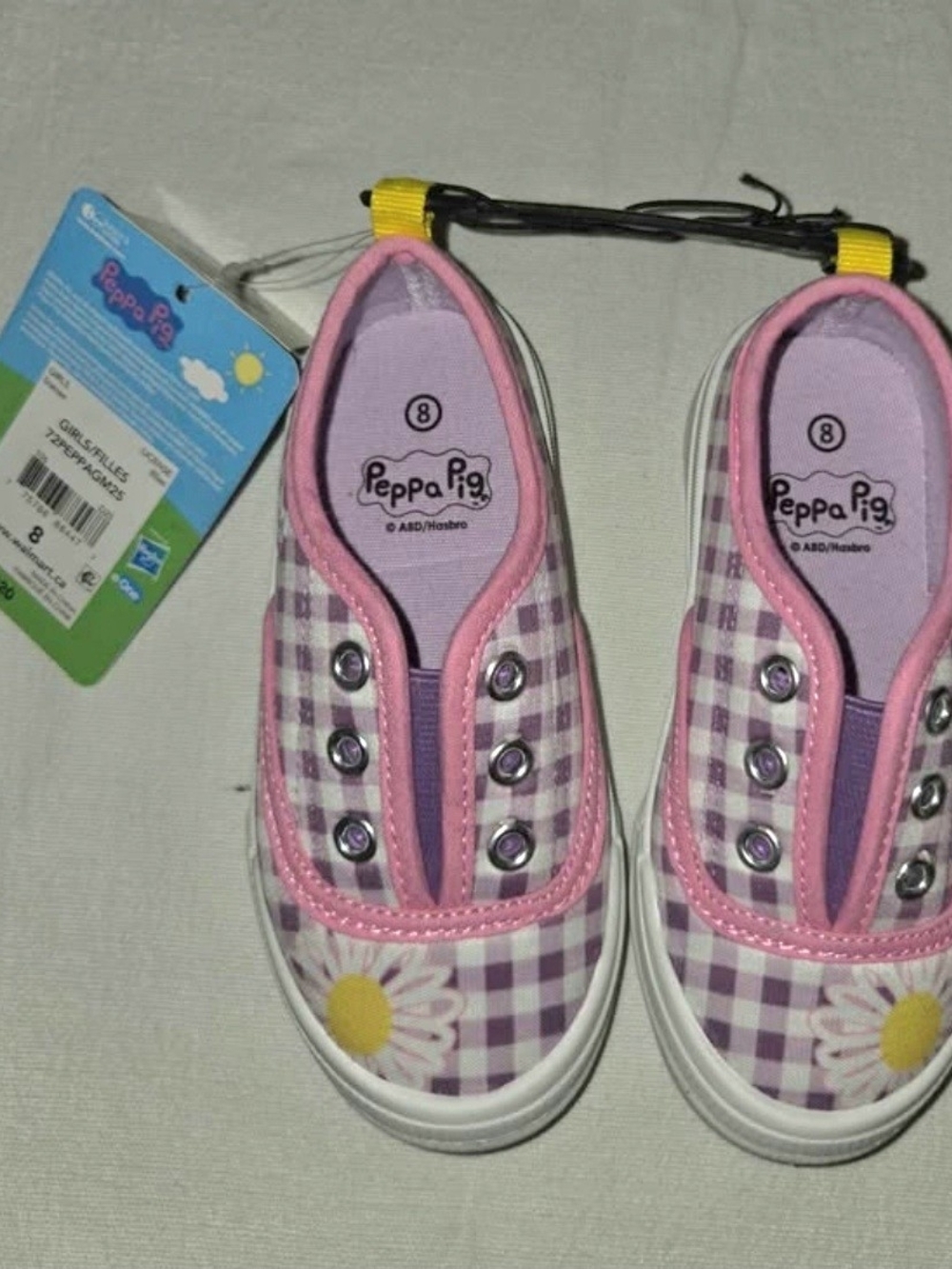 Peppa Pig Pink and Purple Check Daisy Slip-On Shoes